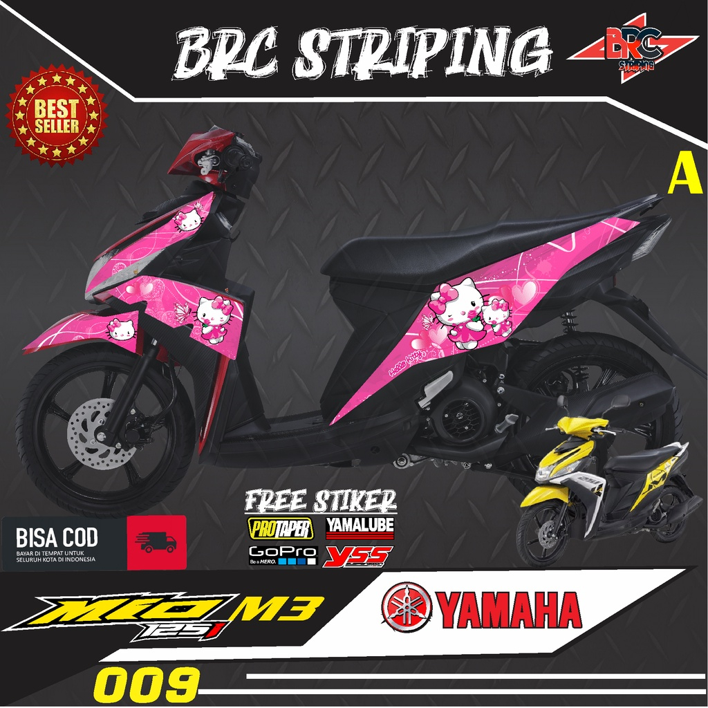 [COD]Sticker Striping mio m3 - decal Stiker striping Variasi List HELLO KITTY Motor BRC-009