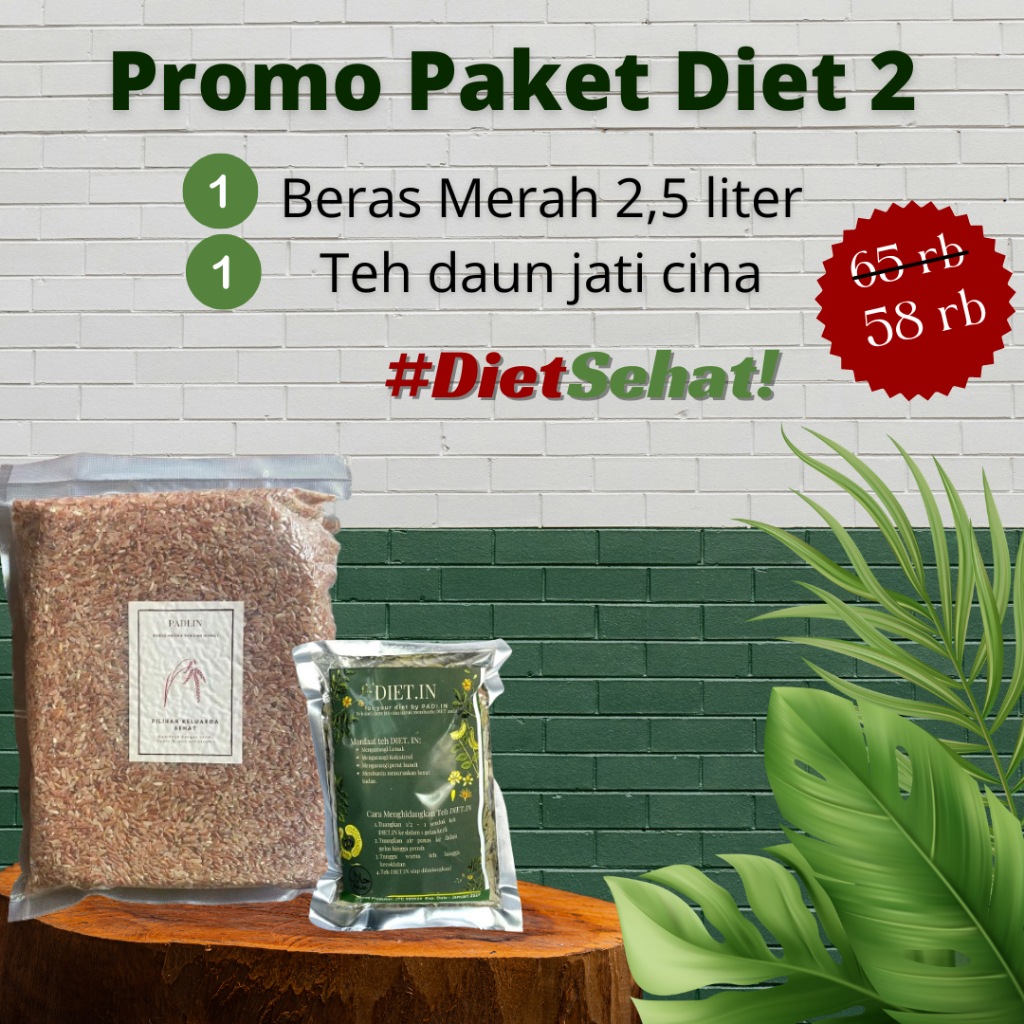 

Paket Diet Sehat #2: Beras Merah 2,5 Liter dan Teh Diet.in 1 pcs - Pilihan Tepat untuk Program Diet Anda