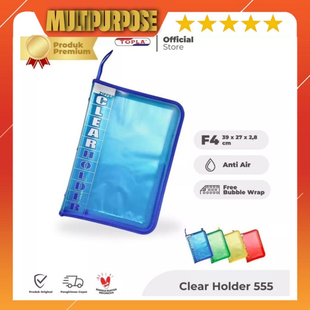 

TOPLA CLEAR HOLDER 555 DOKUMEN KEEPER RESLETING MAP IJAZAH RAPOR UK F4 ISI 20/40/60 FILE