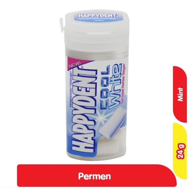 

Happydent Cool White Permen Karet Rasa Mint isi 24 gram