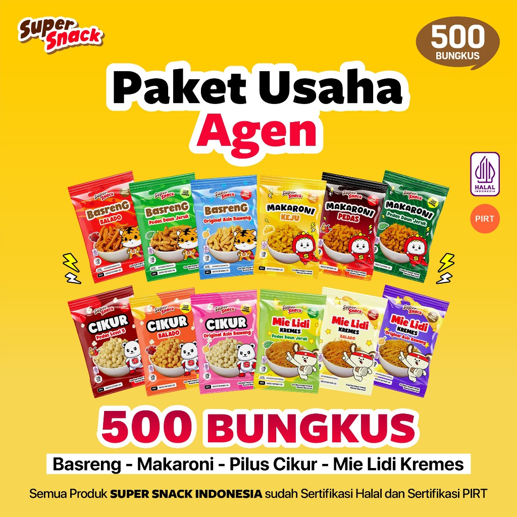 

Paket Usaha Cemilan 500 Bungkus untuk AGEN Super Snack