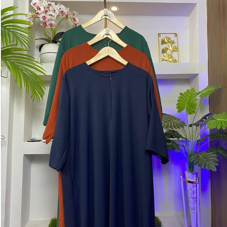 PAKET HEMAT 120RB DAPAT 3 DASTER GAMIS POLOS dress panjang lengan 3/4 busui resleting Kain Cringkle 