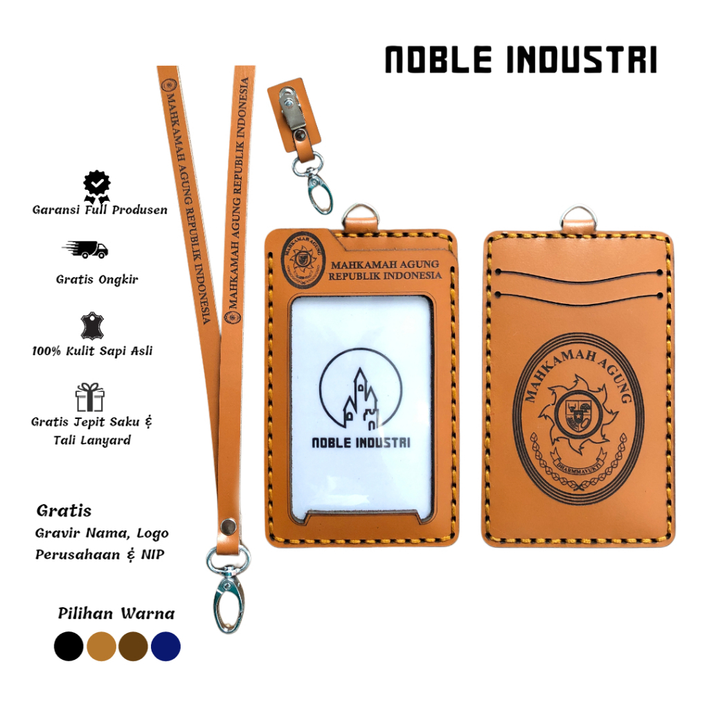 

Lanyard Id Card Premium 3 Lapis Nametag Kulit Asli