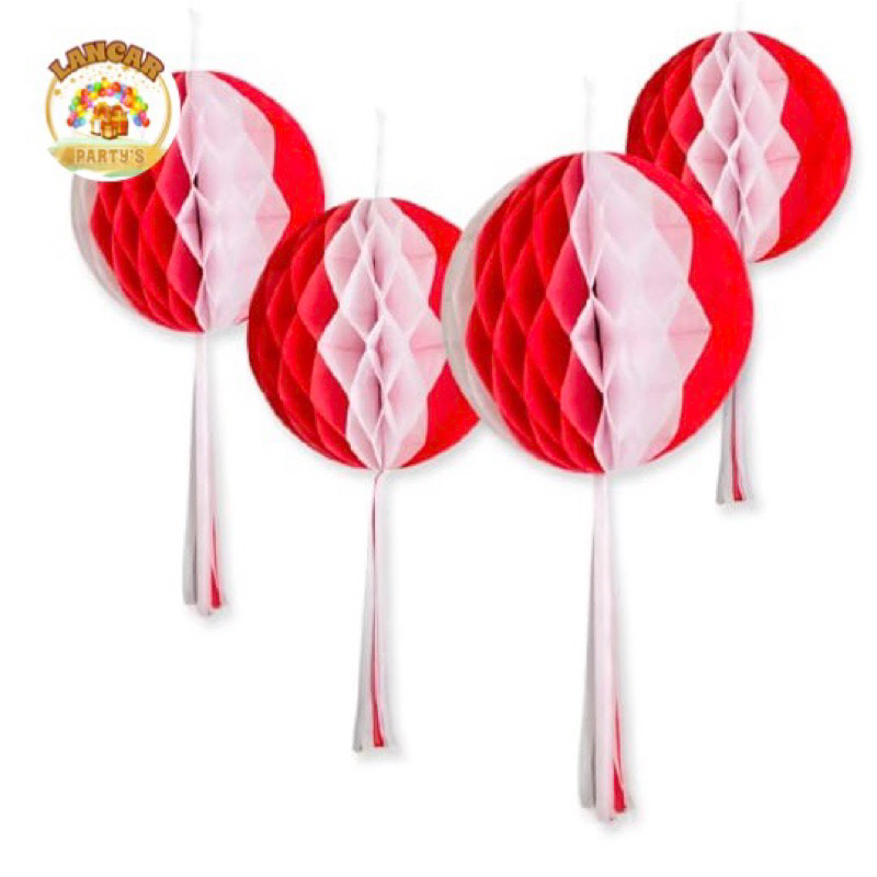 Lampion merah putih, honey comb kertas merah putih