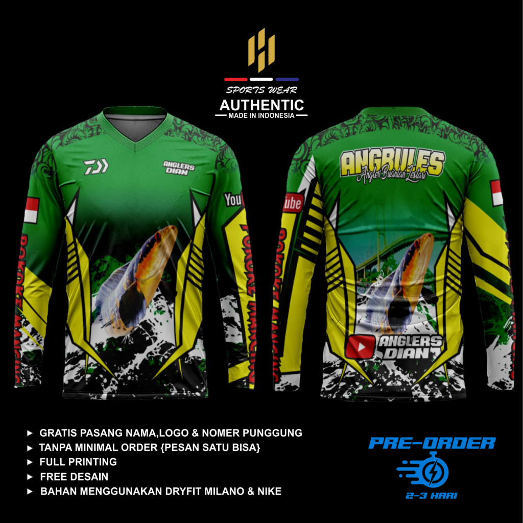 JERSEY KAOS MANCING CUSTOM IKAN TOMAN FULL PRINTING (PESAN SATU BISA)