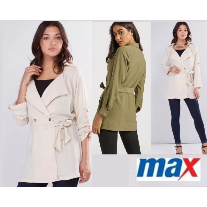 MAX Trench Coat-Blazer wanita branded