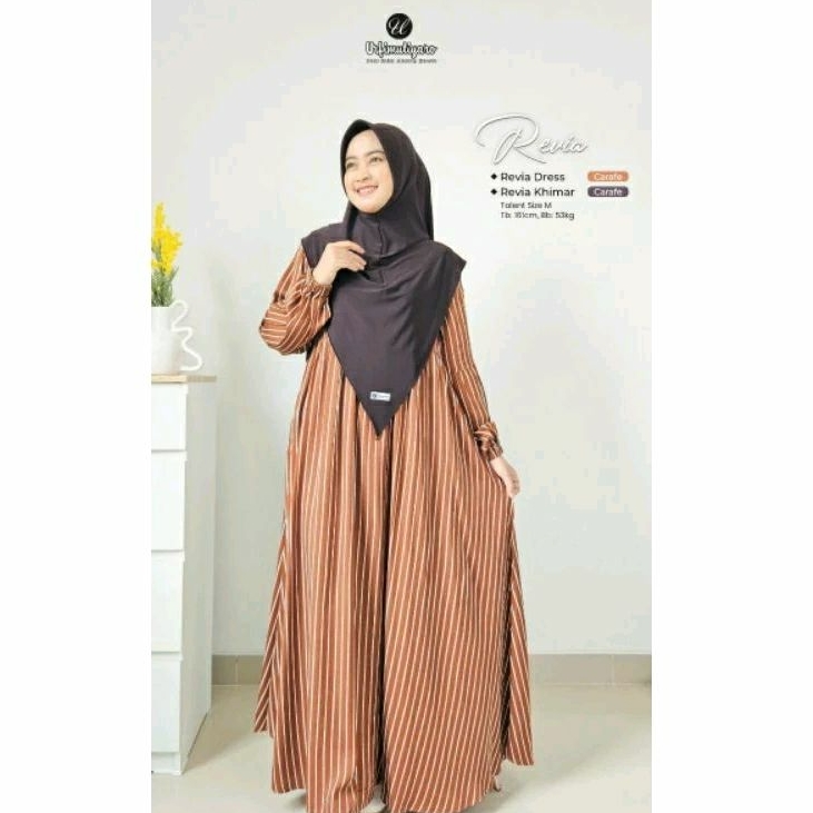 Revia Dress Vest Katun Rayon Armani Twill by Urfimutiyaro Gamis Salur Kekinian