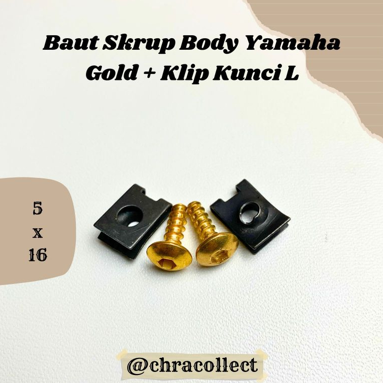 GROSIR Baut Skrup Body Yamaha Gold + Klip Kunci L untuk Motor Yamaha