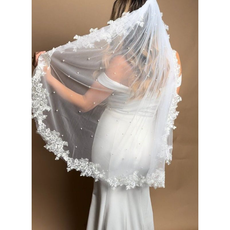 Wedding veil kerudung pengantin slayer renda bunga