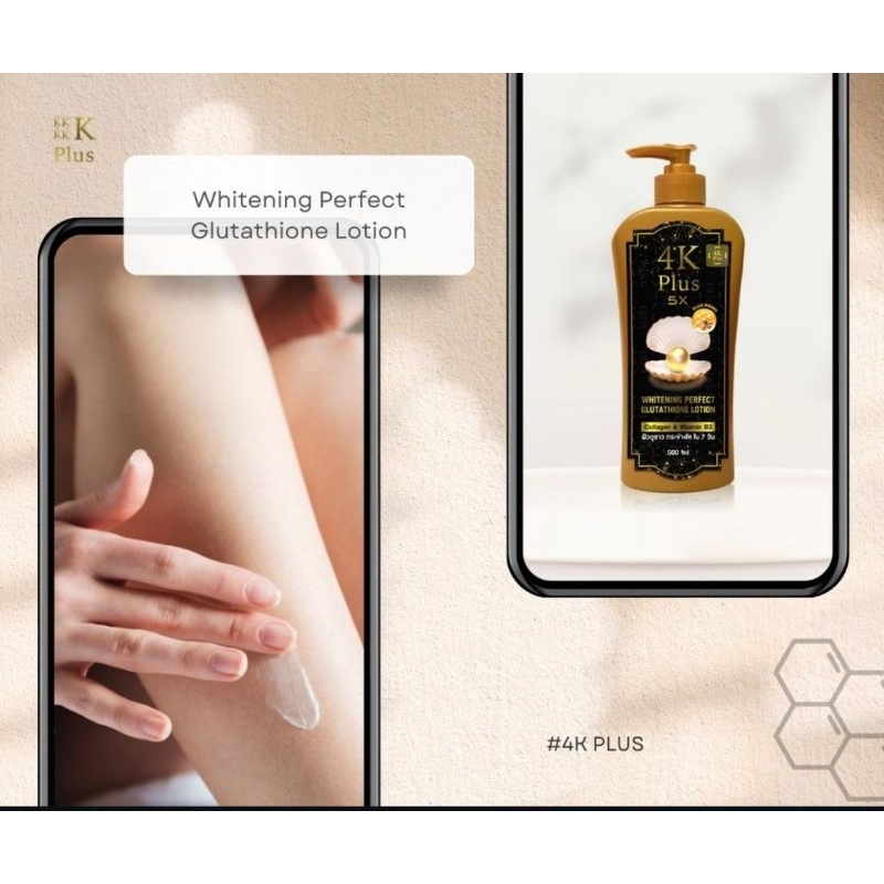 4K WHITENING PERFECT GLUTATHIONE LOTION 500ML / 4K PLUS 5X WHITENING BODY LOTION ORI THAILAND
