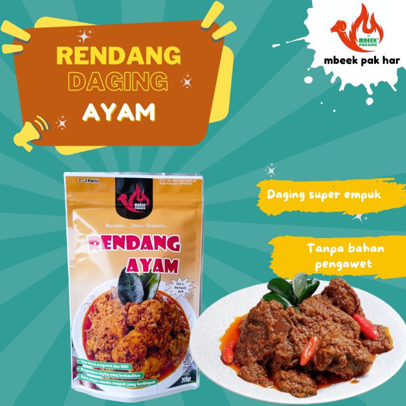 

Rendang Ayam mbeek pak har | Rendang Kemasan