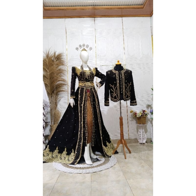GAUN PENGANTIN BLUDRU MEWAH | BAJU PENGANTIN SOLO/JAWA/MINANG | GAUN MEWAH BEREKOR BLUDRU PAYET