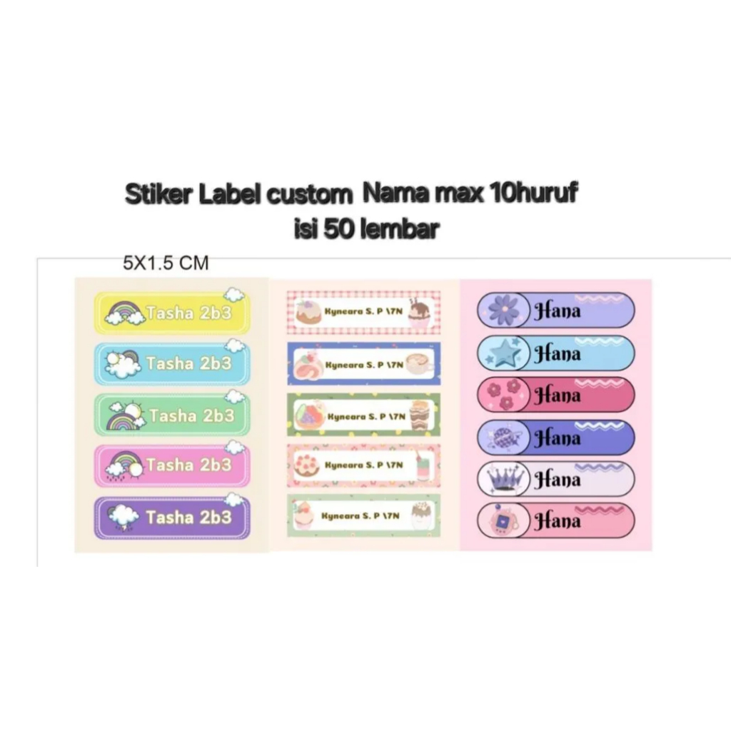 

label stiker waterproof untuk pensil / bolpoint / crayon / buku / spidol