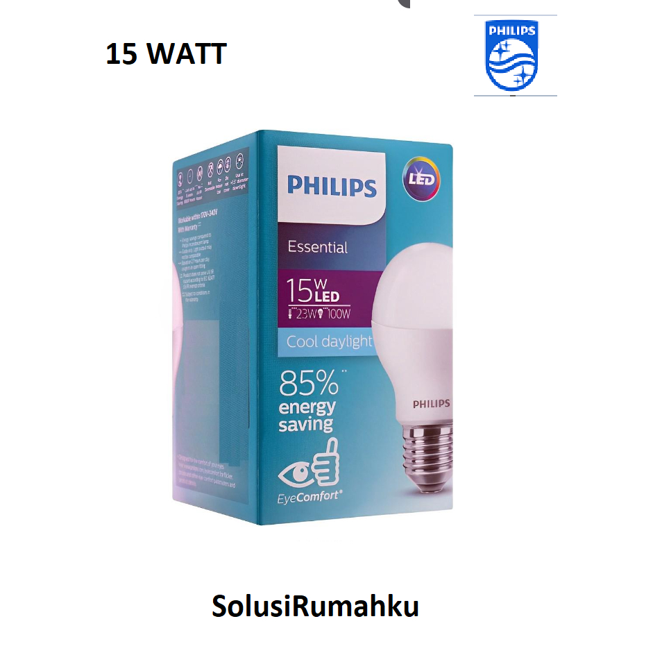LAMPU PHILIPS LED ESSENSIAL 15 WATT PUTIH / LED BULB 15 W BOHLAM PHILIP FILIPS