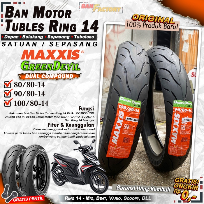 Ban Motor Beat Maxxis Greendevil Ring 14 Tubles Ban Motor Tubeless Mio Beat Vario Ring 14 Tubles
