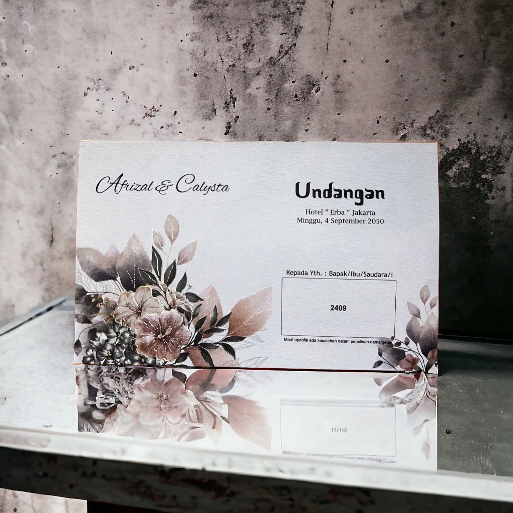 Cetak Undangan Pernikahan Murah, undangan pernikahan bunga elegant rustik