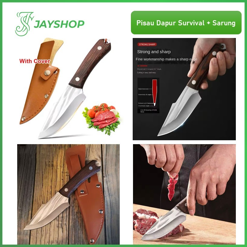 Pisau Tulang Pisau Daging + Sarung Pisau Dapur Daging Super Tajam