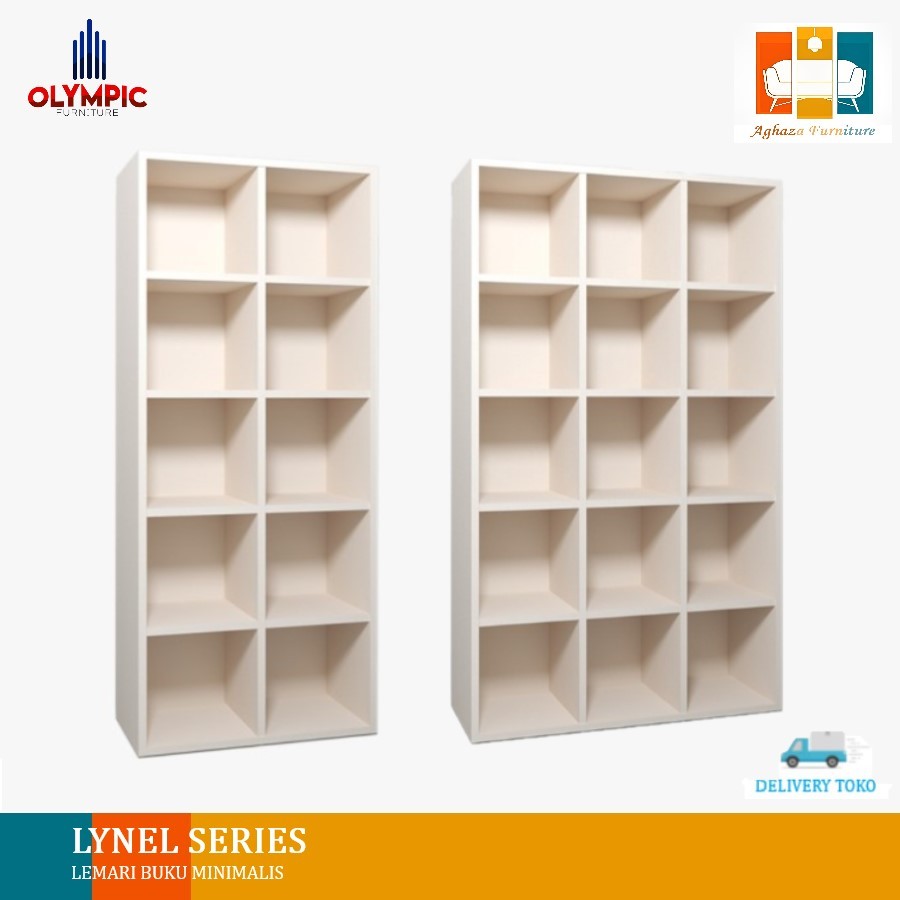 Lemari Buku Lemari Pajangan Rak Buku Rak Display Rak Serbaguna Olympic LYNEL 2X5 / LYNEL 3X5 [ Kurir