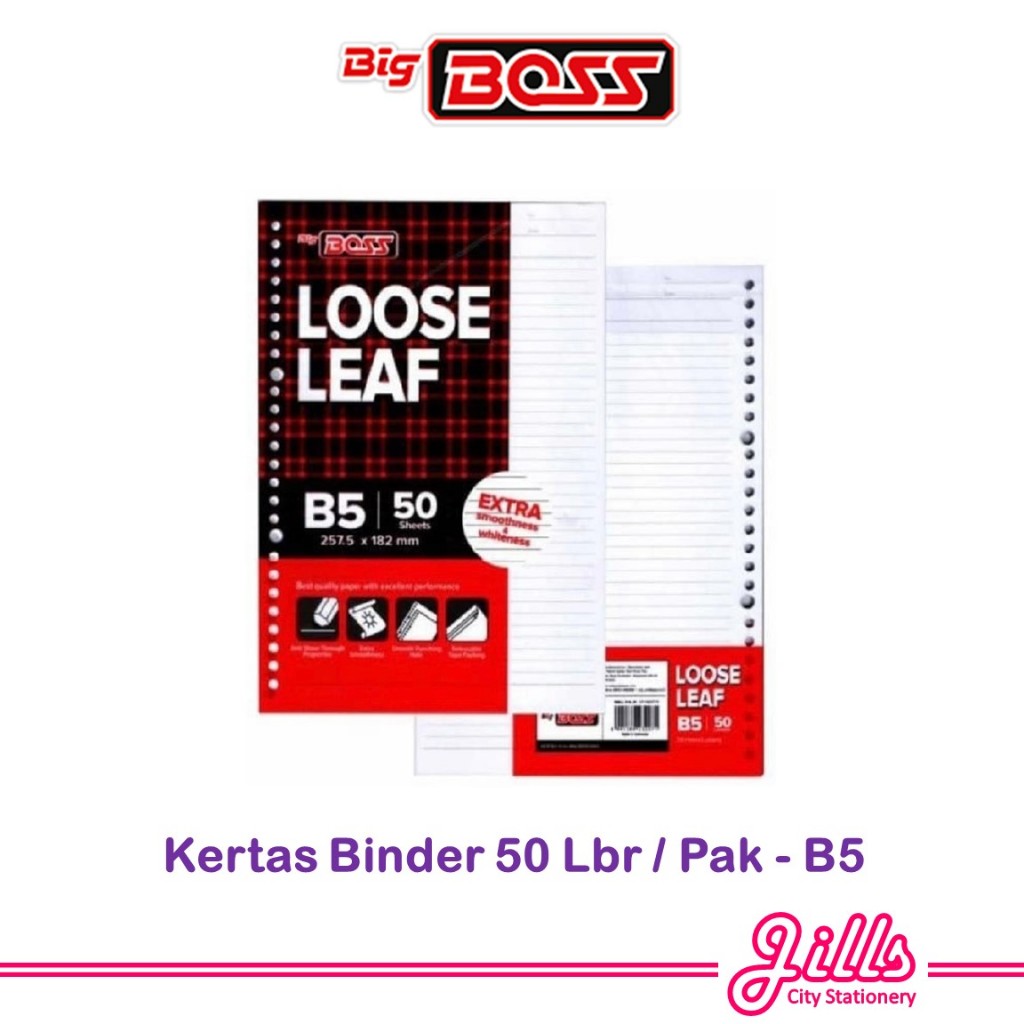 

Big Boss Kertas Binder/ Loose Leaf B5 50 (1 Pak isi 50 Lembar)