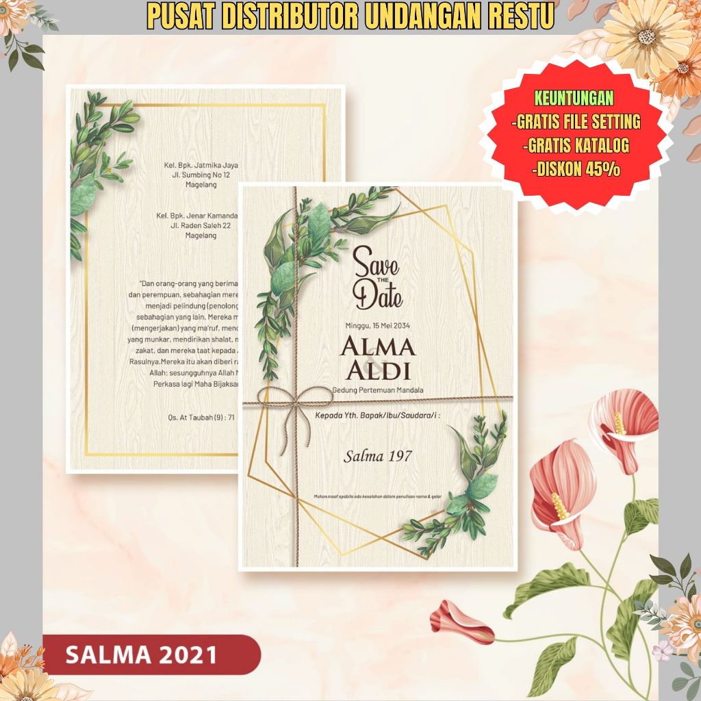 Blangko Undangan Salma 197 | Blangko Undangan Murah | Blangko Undangan| Blangko Kosong| Harga Pabrik