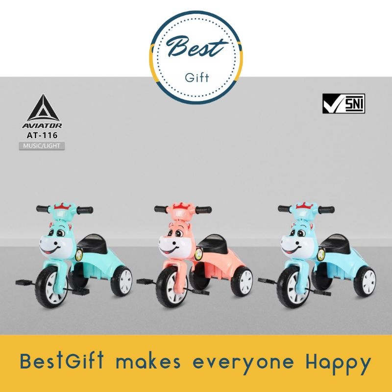 SEPEDA RODA TIGA ANAK VIRAL YUKITA T-609 Tricycle Model Folding At-116 Aviator