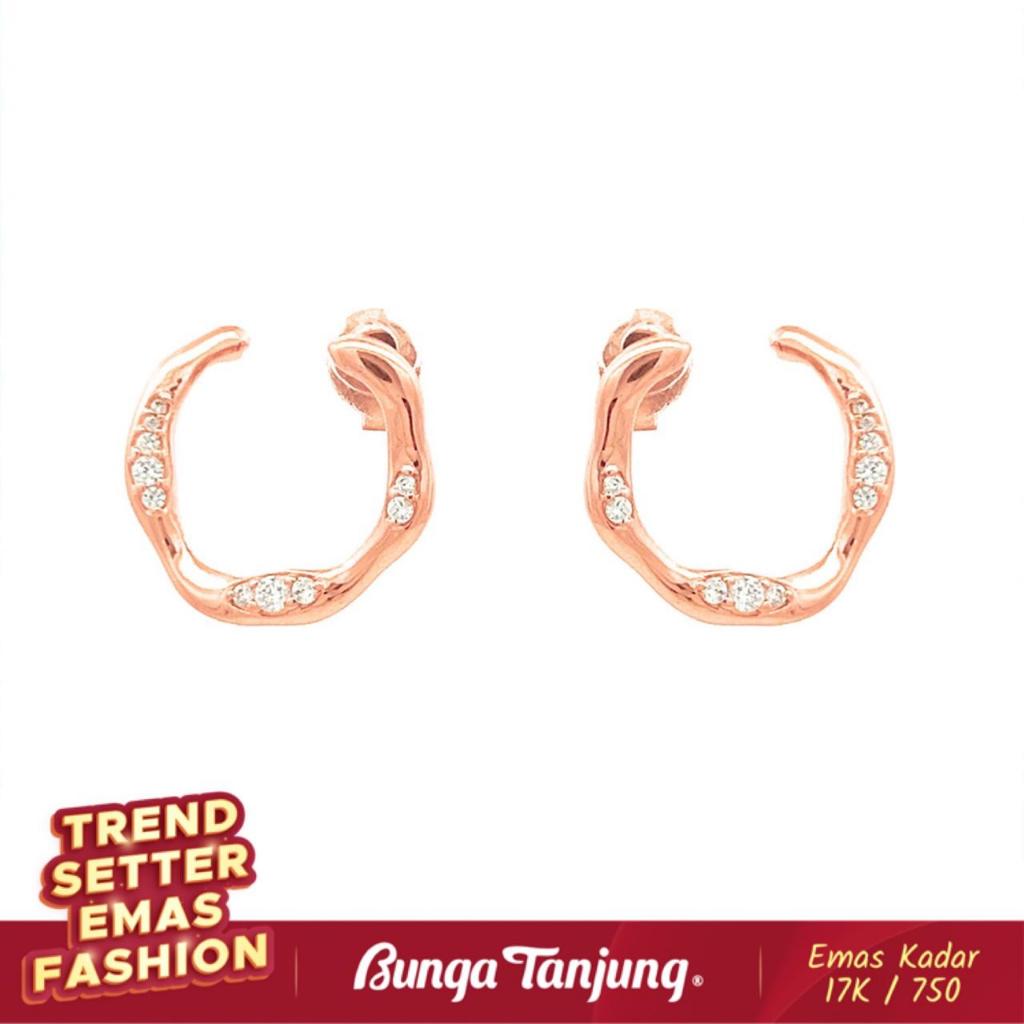 ANTING TINDIK GELOMBANG BULAT - EMAS 17K - BUNGA TANJUNG GOLD