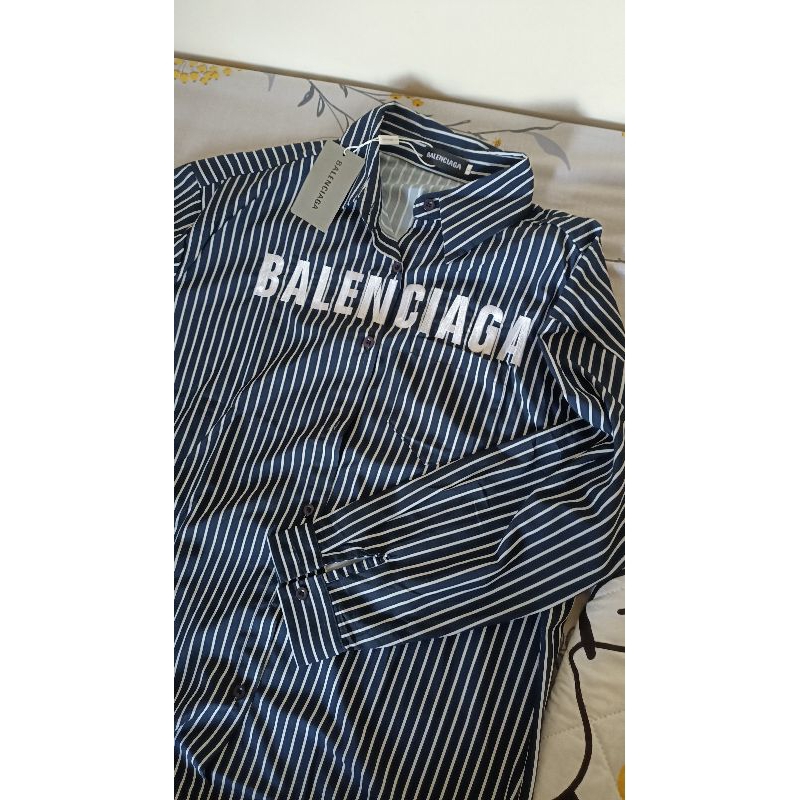KEMEJA GARIS/STRIPE/LIST NAVY BALENCIAGA BORDIR XL