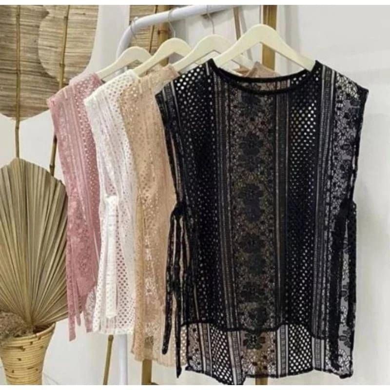 VEST TALI BRUKAT ROMPI REMPEL / OUTER GAMIS KEKINIAN / BRUKAT MODEL REMPEL WANITA BROKAT MALIKA PREM