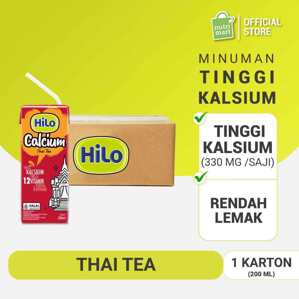

1 Karton - HiLo UHT Thai Tea Ready To Drink 200 ml (24 pcs) - Minuman RTD Sumber Kalsium Rendah Lemak