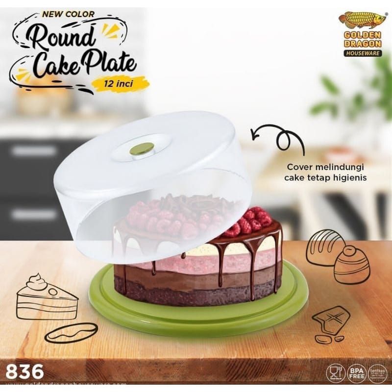 

Raund cake plate 12inch/golden dragon melamin 836