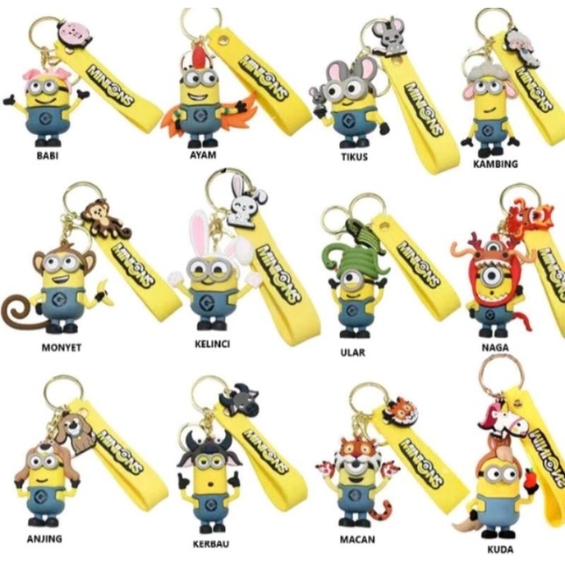 gantungan kuncu shio gantungan kunci 12 shio gantungan kunci chinese zodiac gantungan kunci minions 