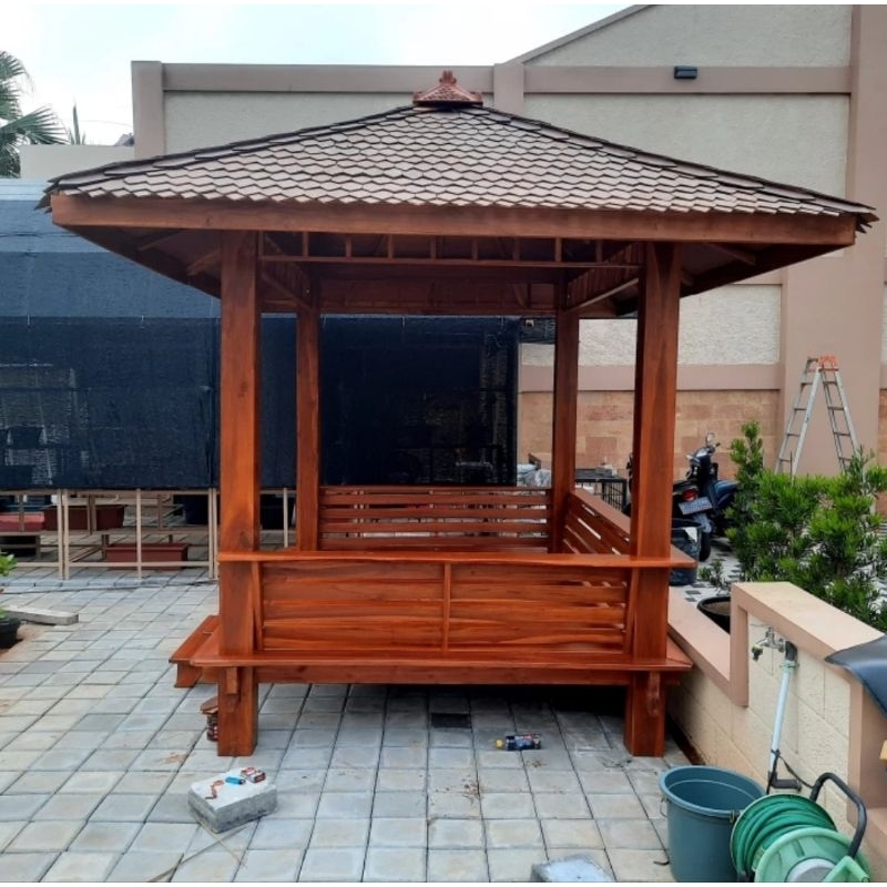 Gazebo Kayu Jati| Saung Gasebo Jati 3x3m