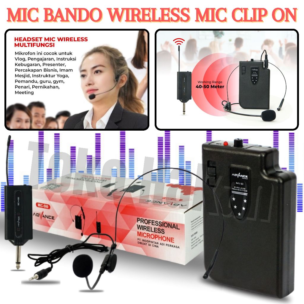 Clip On / Mic Bando Advance Mic-500 / Mic Wireless / Microphone Wireless / Mic Clip On Wireless ~ TH