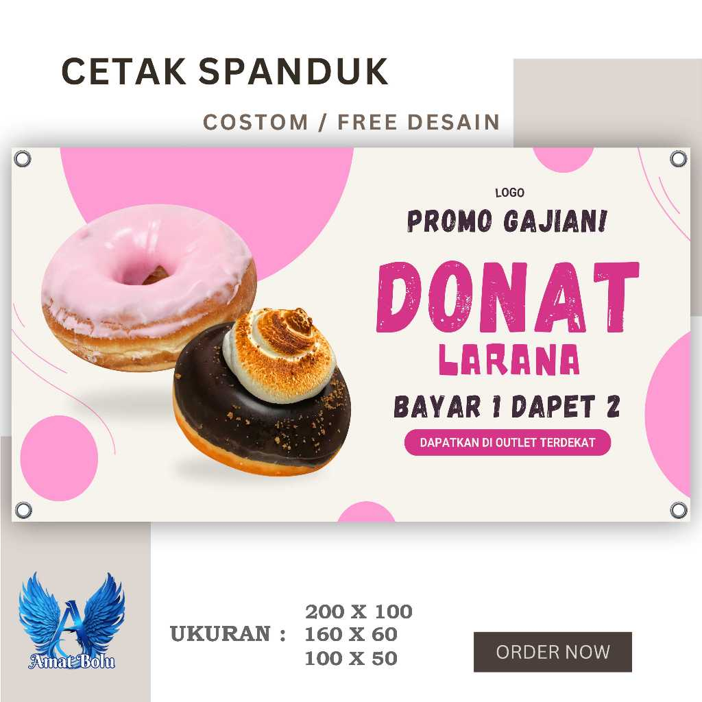 Spanduk Banner Donat PROMO Bisa Request