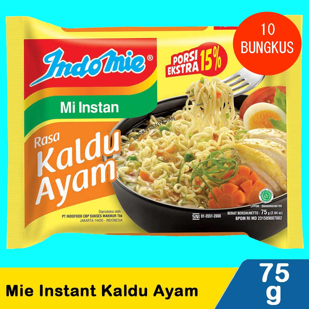 

INDOMIE KUAH KALDU AYAM 70 GRAM PER PACK ISI 10 BUNGKUS FUN CORNER