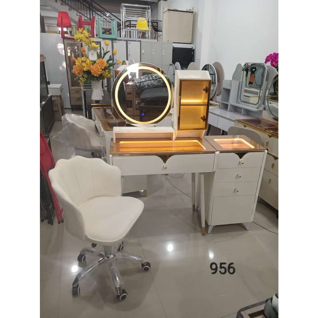 meja rias import kaca bulat