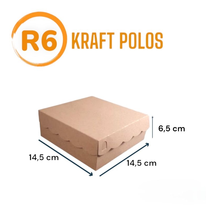

Dus R6 Kraft 14,5x14,5x6,5 cm coklat polos Snack box isi 6 kue