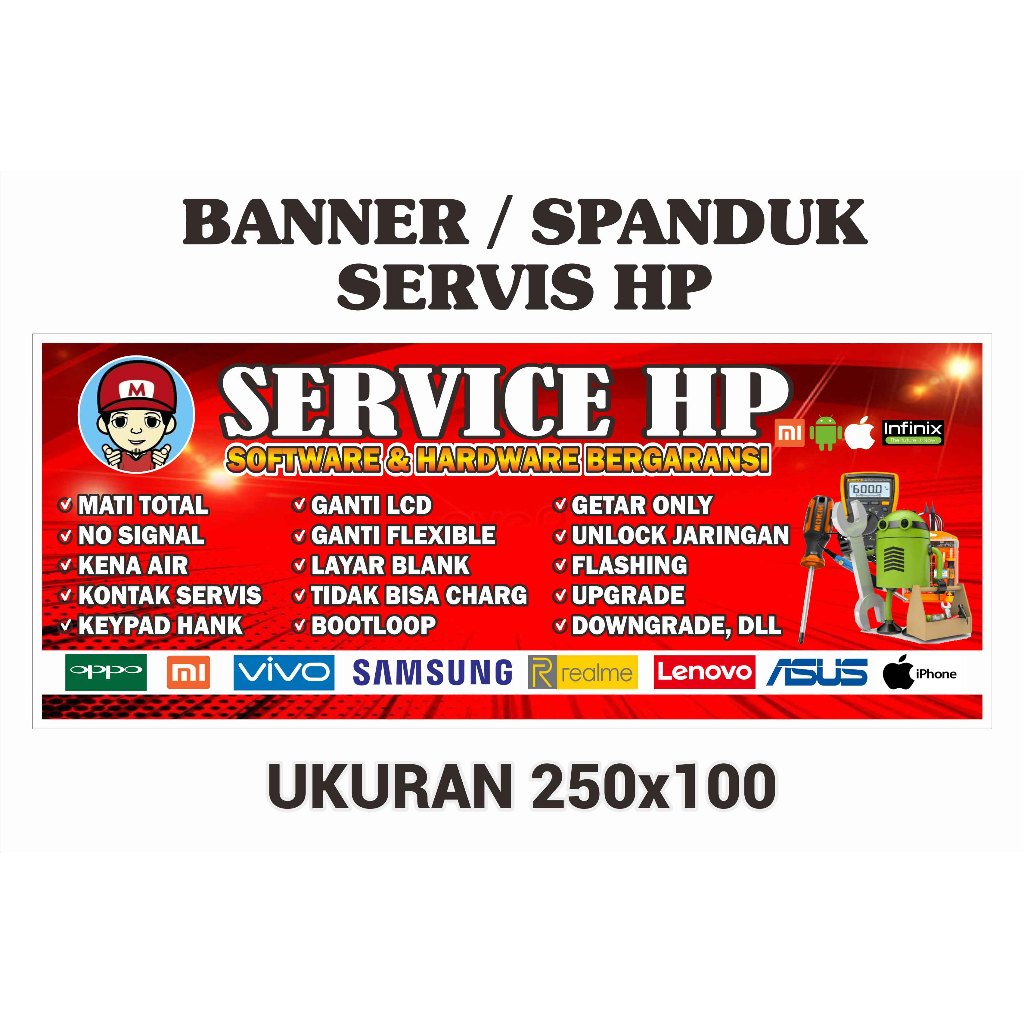 Banner Servis HP l Spanduk Servis HP l Banner Konter l 250x100