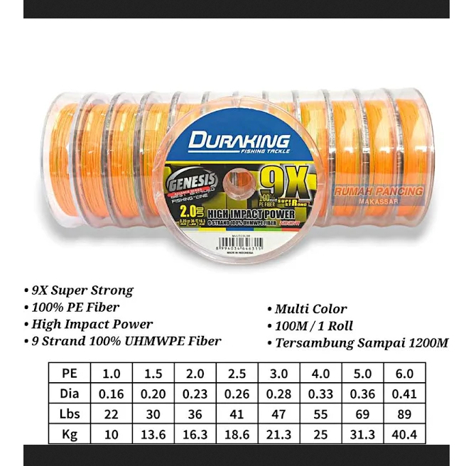 Senar PE genesis X9 -100 meter conecting