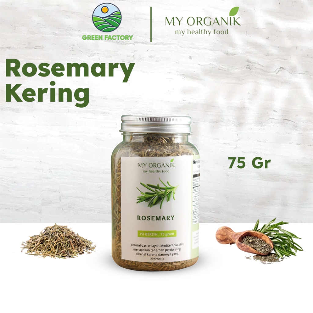 

My Organik Daun Rosemary murni 75gr Kering Bubuk Rosemery Rosmery Bubuk Dried Rosemary Premium