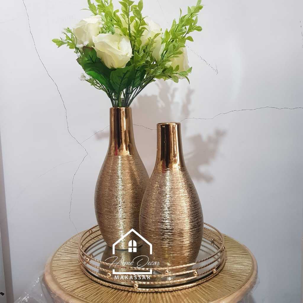 Informa Savannah dan Temecula Vas Dekorasi Keramik gold aestetik