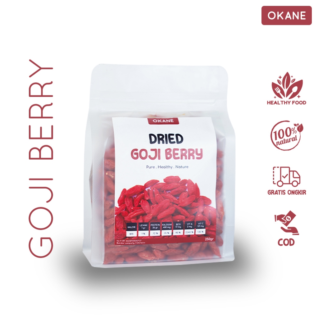 

Goji Berry Kering OKANE 200 gr / Buah Kering kici wolfberry Goji Beri 200 gr