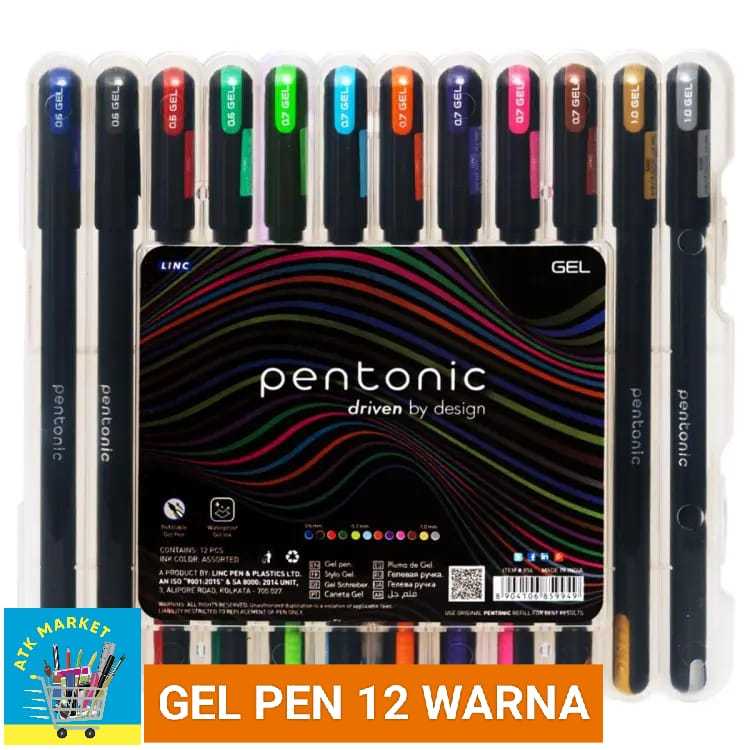 

(SET) Pentonic Gel Pen Set 12 warna / Pena Jel / Pulpen 12 warna / Balpoint / Bolpen / Ballpoint