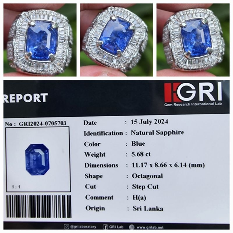 Natural Blue Sapphire Ceylon Srilanka Memo 5.68 crt