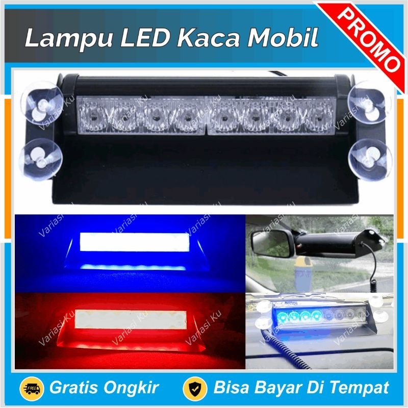 LAMPU LED MOBIL KEDIP TEMPEL KACA DASHBOARD KABIN DEPAN 8 TITIK MATA LED BIRU MERAH AVANZA XENIA JAZ