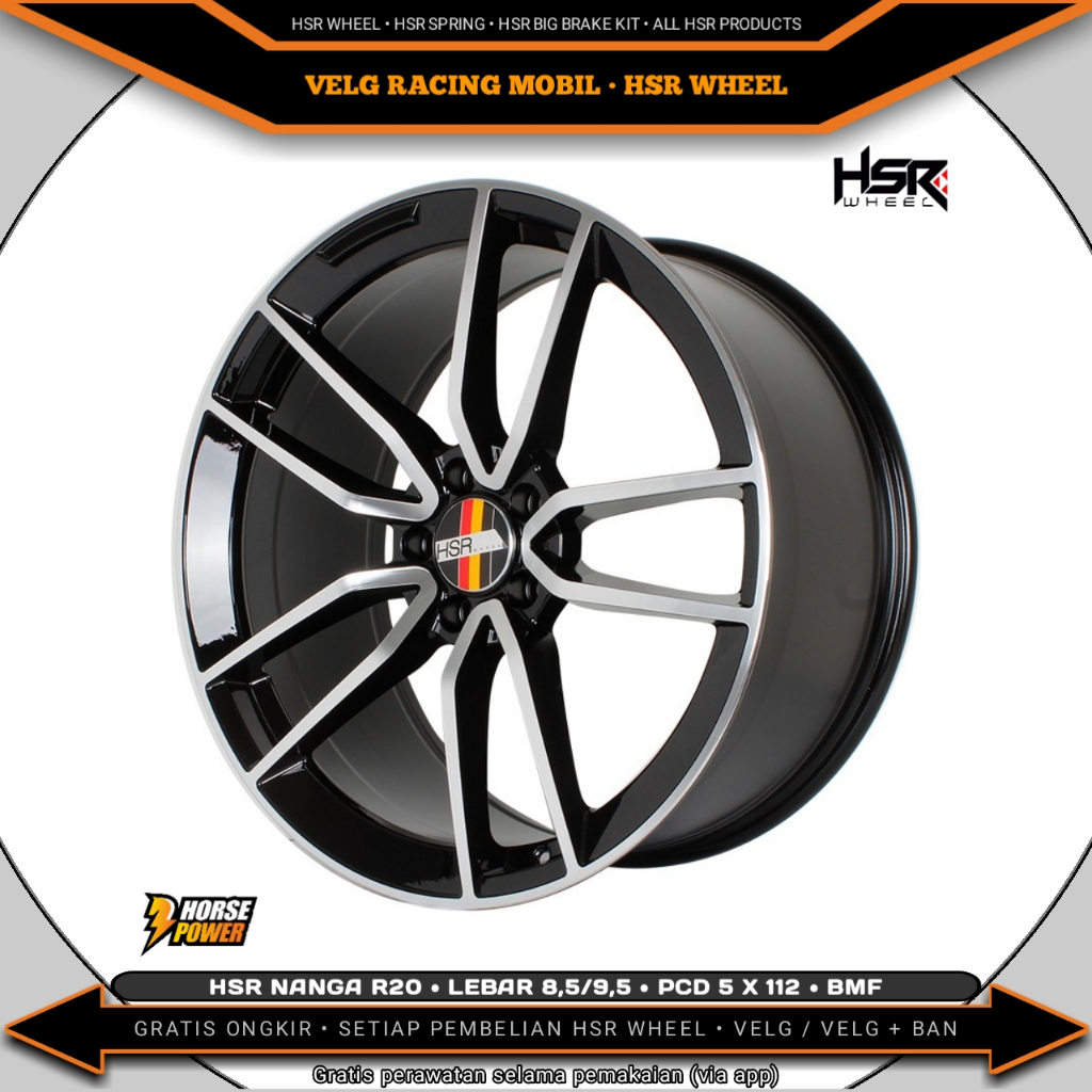 Velg R20 • Mobil 5 Baut Roda • Single Pcd 5 x 112 • Lebar Belakang • Hsr Nanga