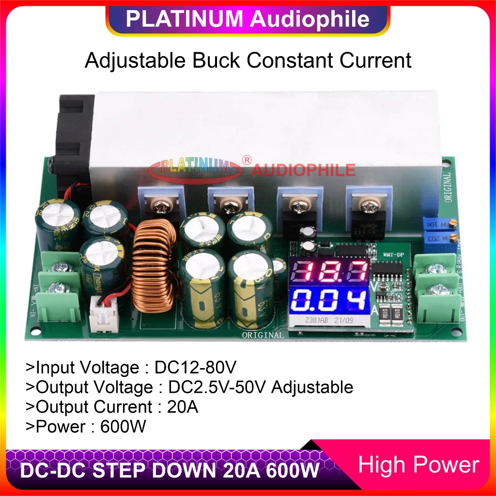 DC-DC Step Down 600W 20A Adjustable Boost Converter High Power Stepdown Modul SD-20A600W