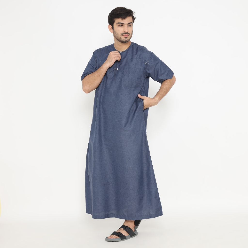 new shohib polos jubah pria oman lengan pendek