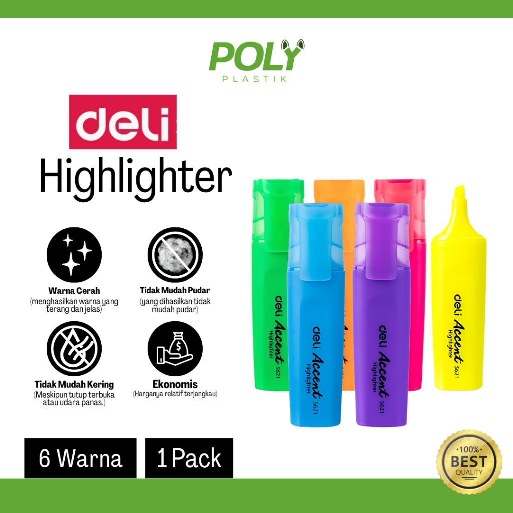 

Deli Highlighter Warna Terang dan nyata tahan 2 minggu tanpa tutup ES621