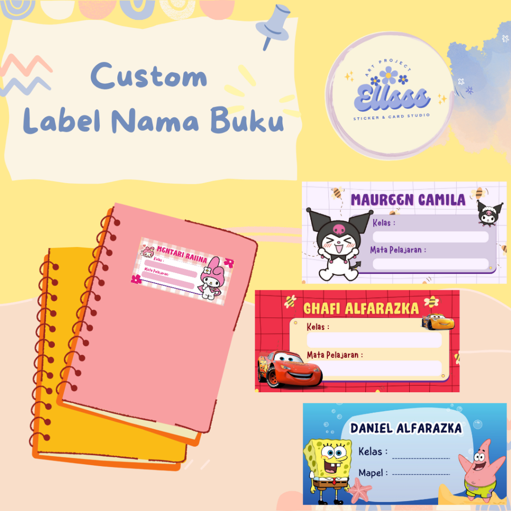 

Stiker Label Nama Buku Pelajaran Anak Sekolah Free Design Dan Custom
